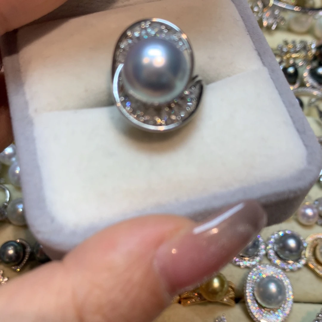 海水珍珠戒指银S925镶嵌