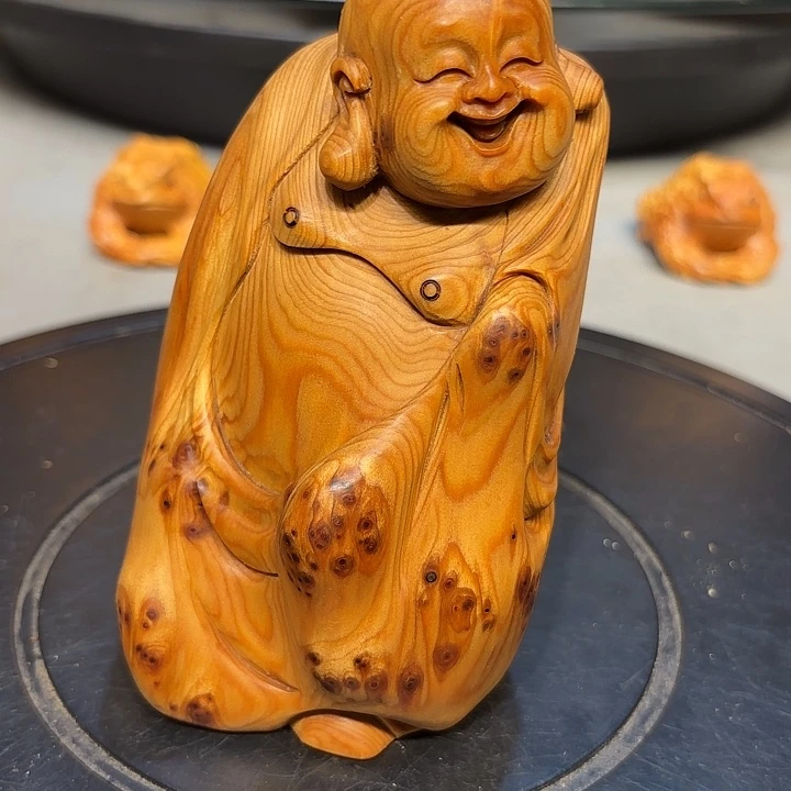 木太行崖柏根雕摆件弥勒佛瘤巴