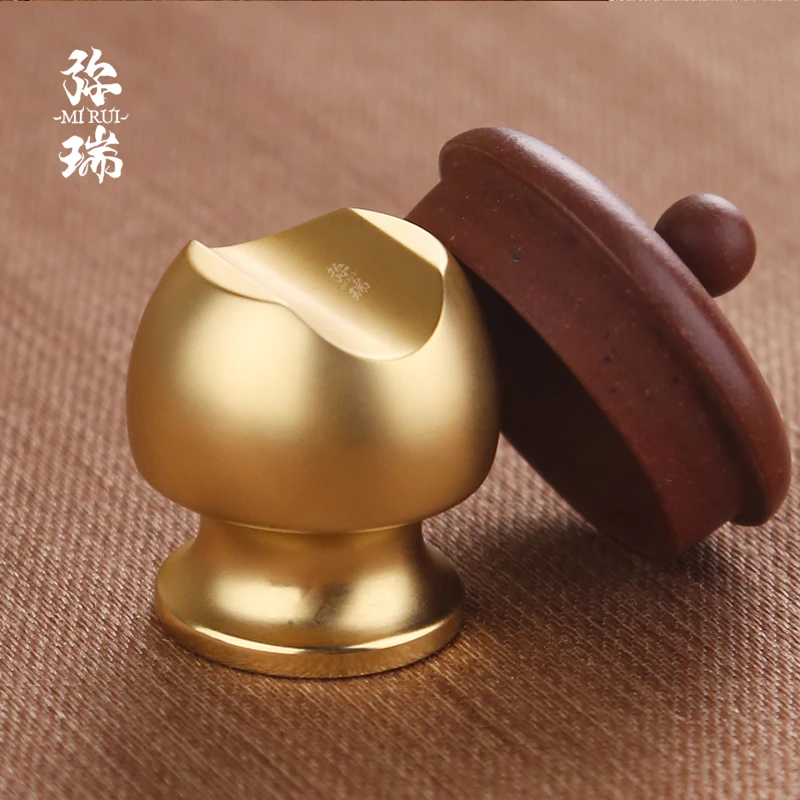 弥瑞黄铜盖置创意功夫茶具茶道配件茶壶盖托茶杯架茶漏托置物架