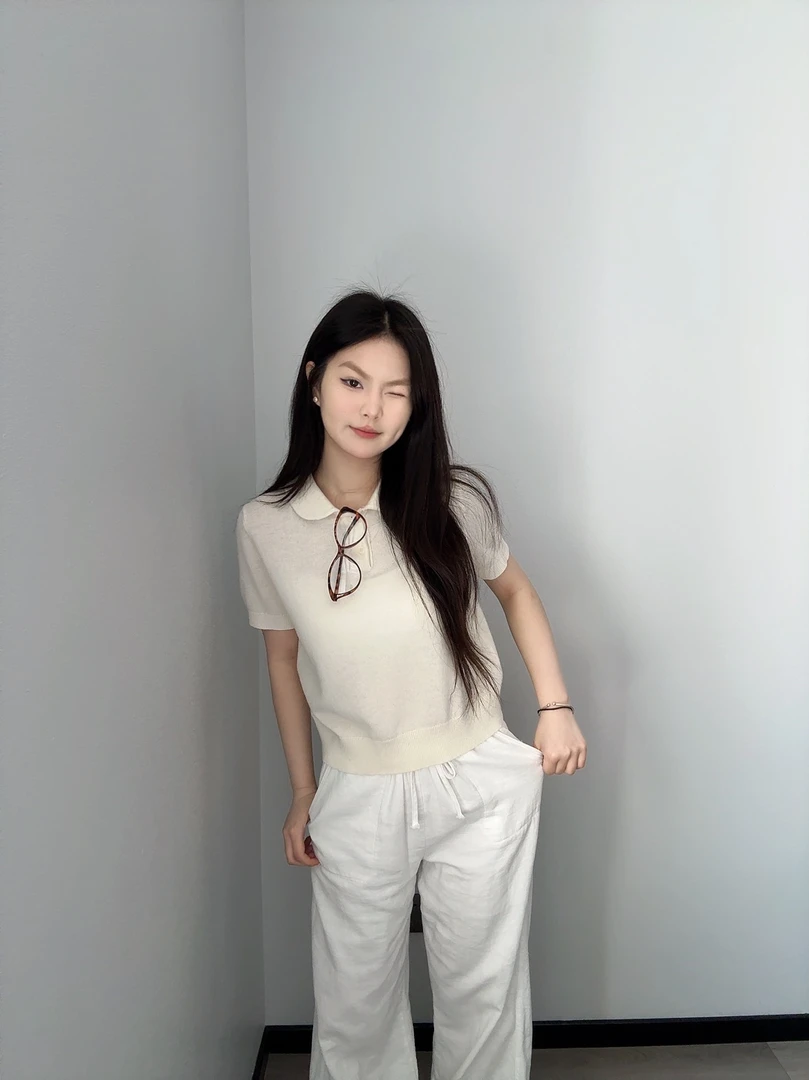 短袖针织衫2025夏季新款韩系减龄修身显瘦POLO衫chic别致上衣女装