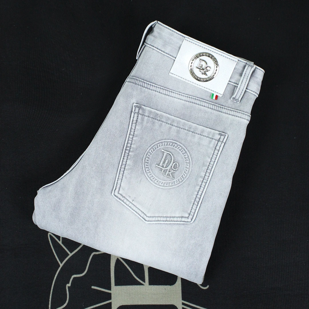 牛仔裤男2024新款修身小直脚弹力白灰长裤秋冬商务高奢欧货韩版