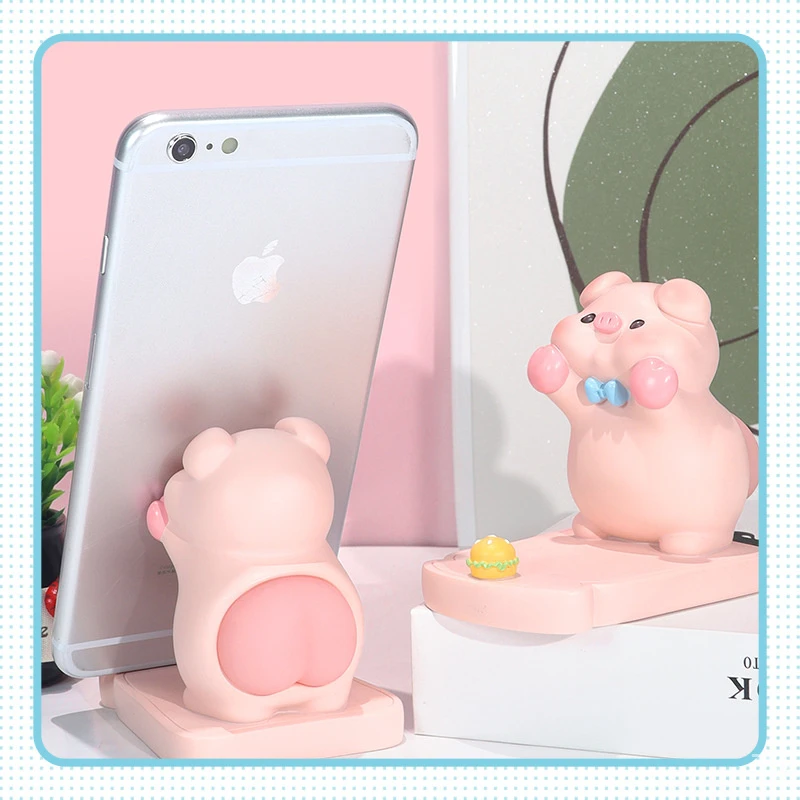 可爱猫咪扑食手机支架办公室桌面装饰树脂小猫造型手机座创意办公