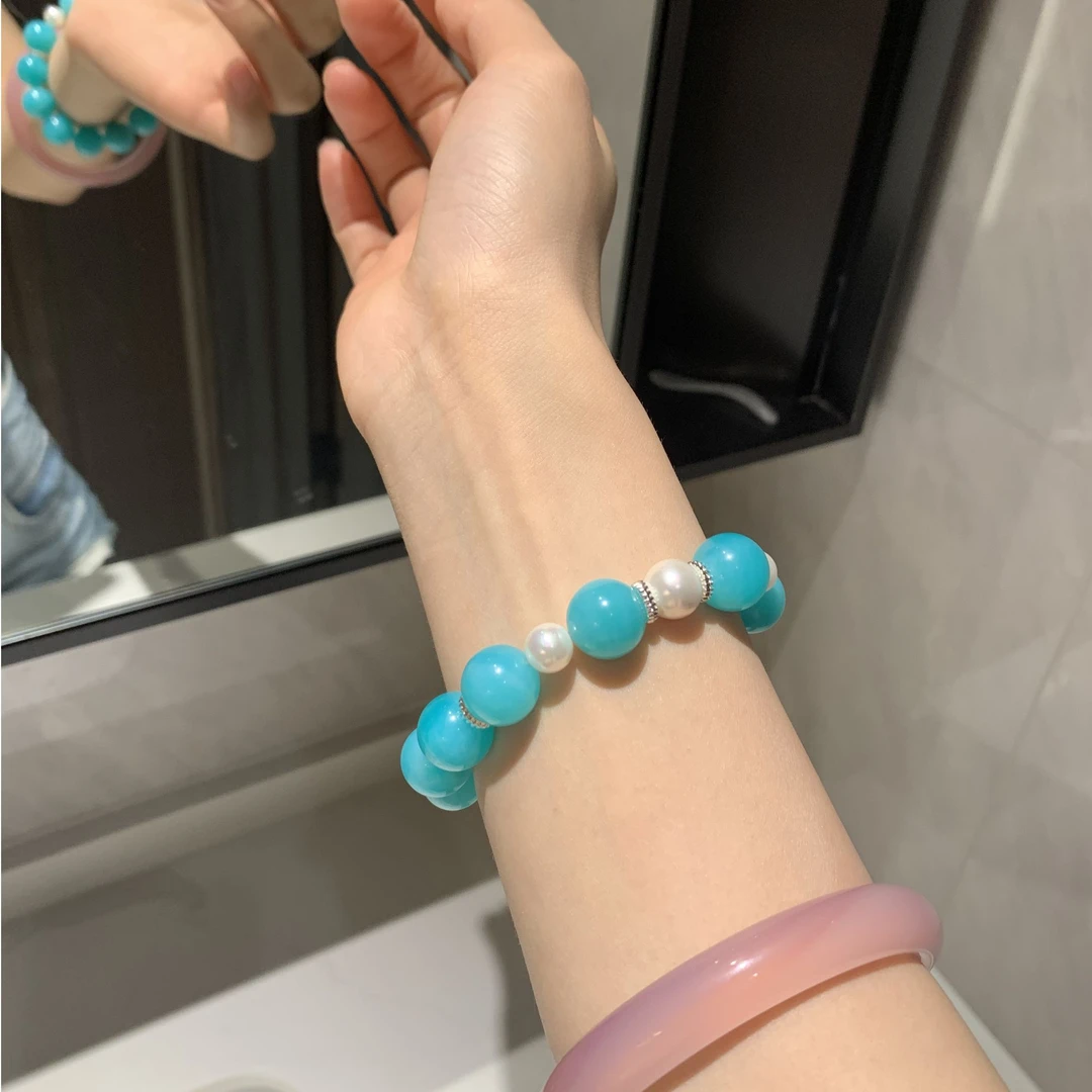 蓝珍珠水晶女款氛围感手串多样性发其一