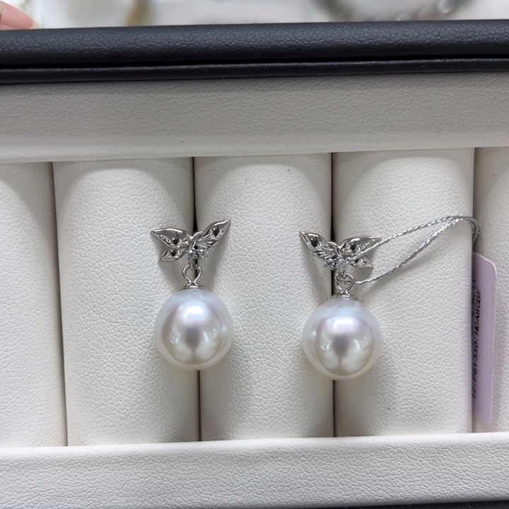 海水珍珠上新澳白设计款花蕊耳坠11-12mm银S925镶嵌