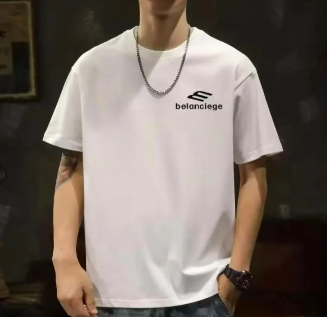 【新款M】新高级男女白色潮流休闲短袖设计感圆领T恤i印花C129ins