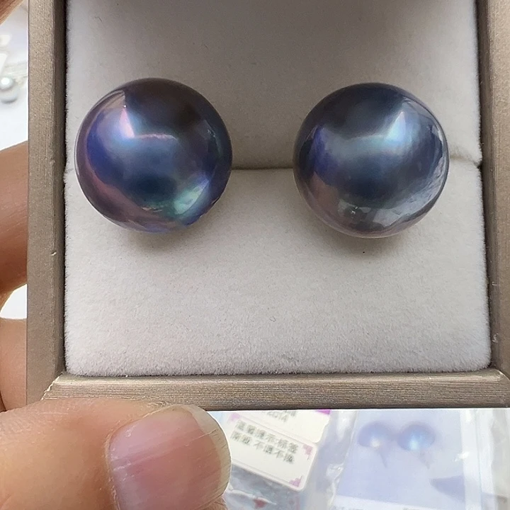 耳饰拼合珍珠（马贝珠）银S925镶嵌海水马贝耳钉17mm