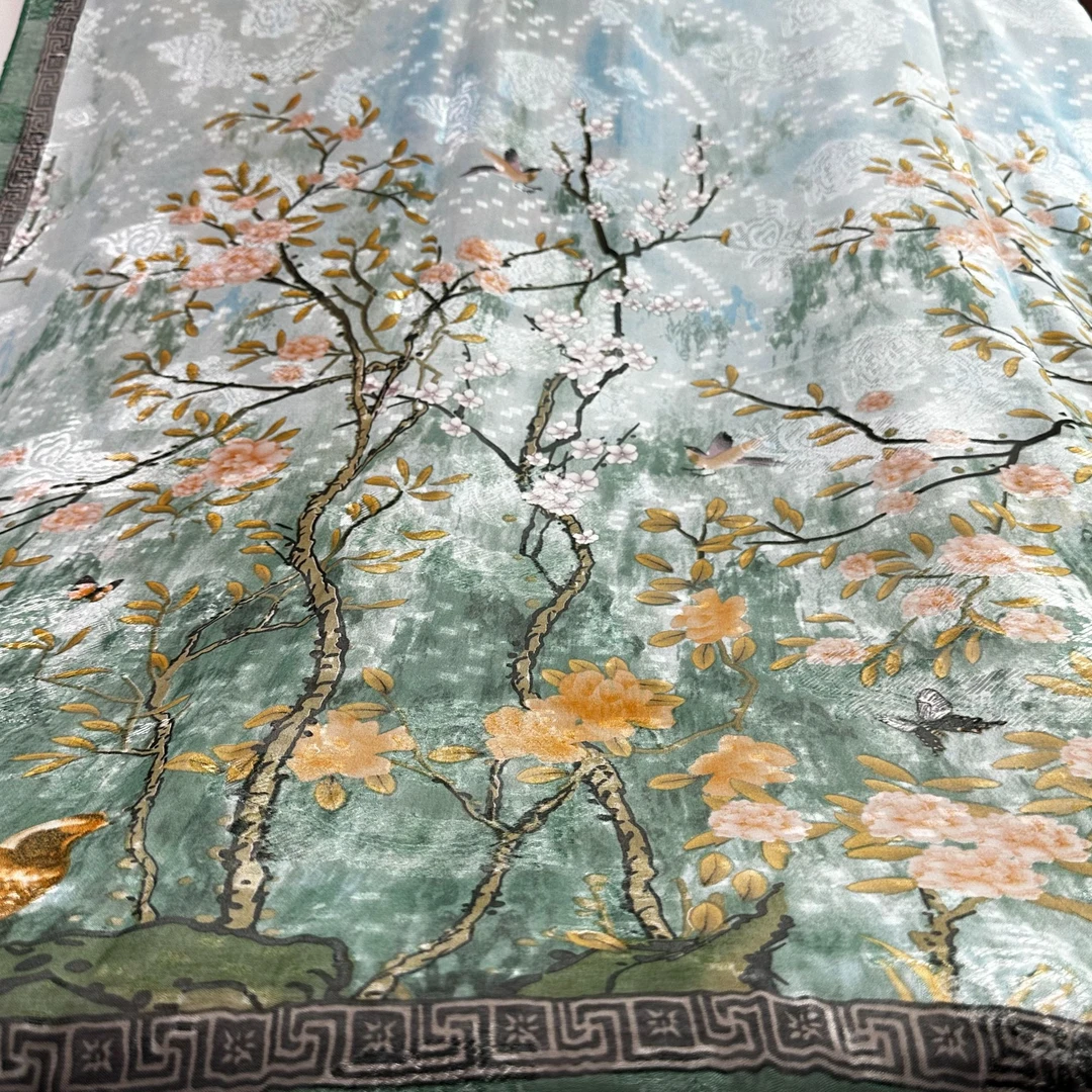 【清韵繁花】A108冬季春秋经典时尚优雅方巾百搭气质护颈薄款丝巾