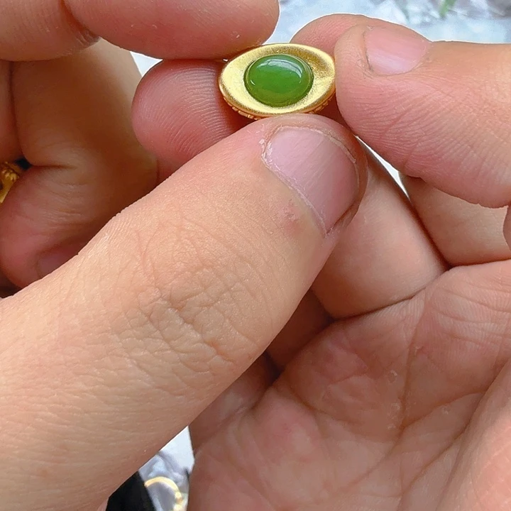 和田玉（碧玉）颈饰银S925镀金镶嵌