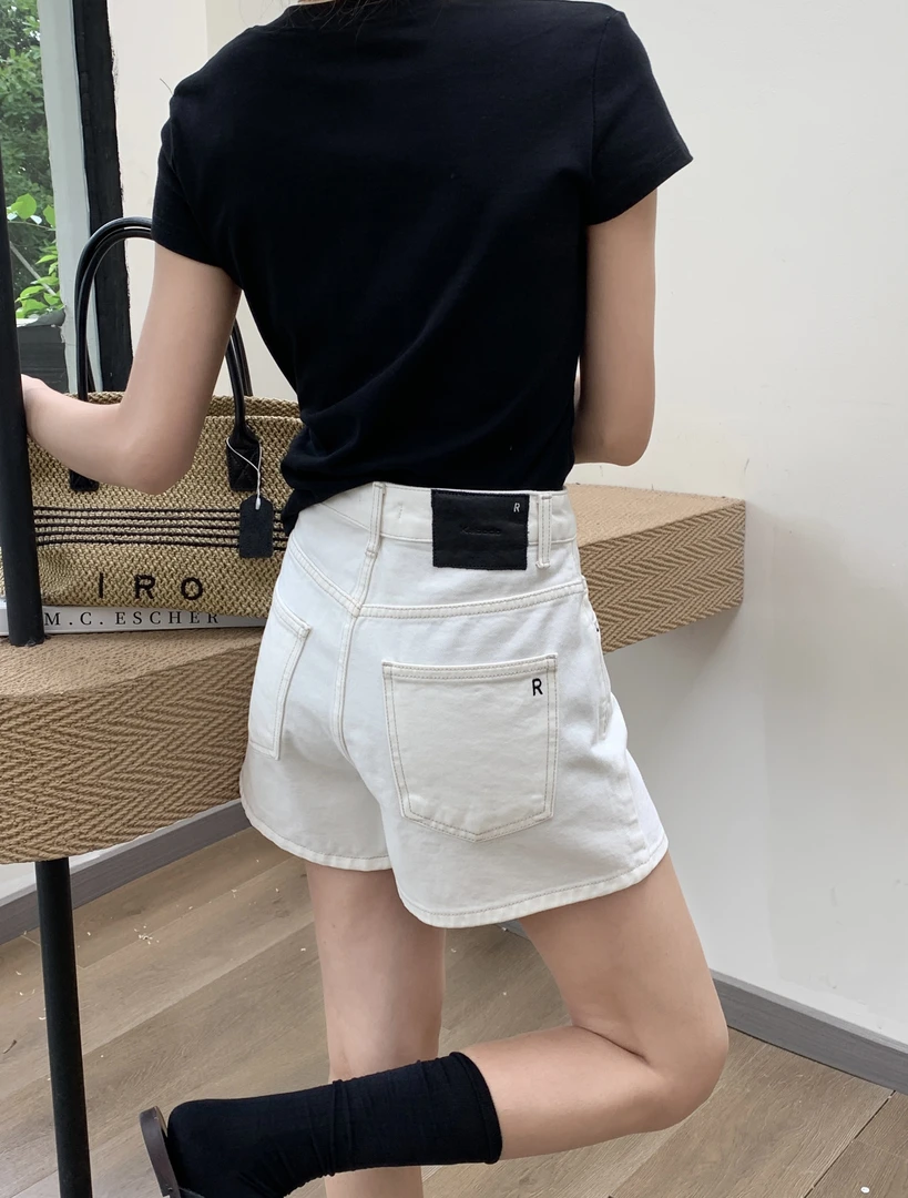 巴布68382牛仔短裤女卡布2025夏日白色新款高腰显瘦A字阔腿热裤