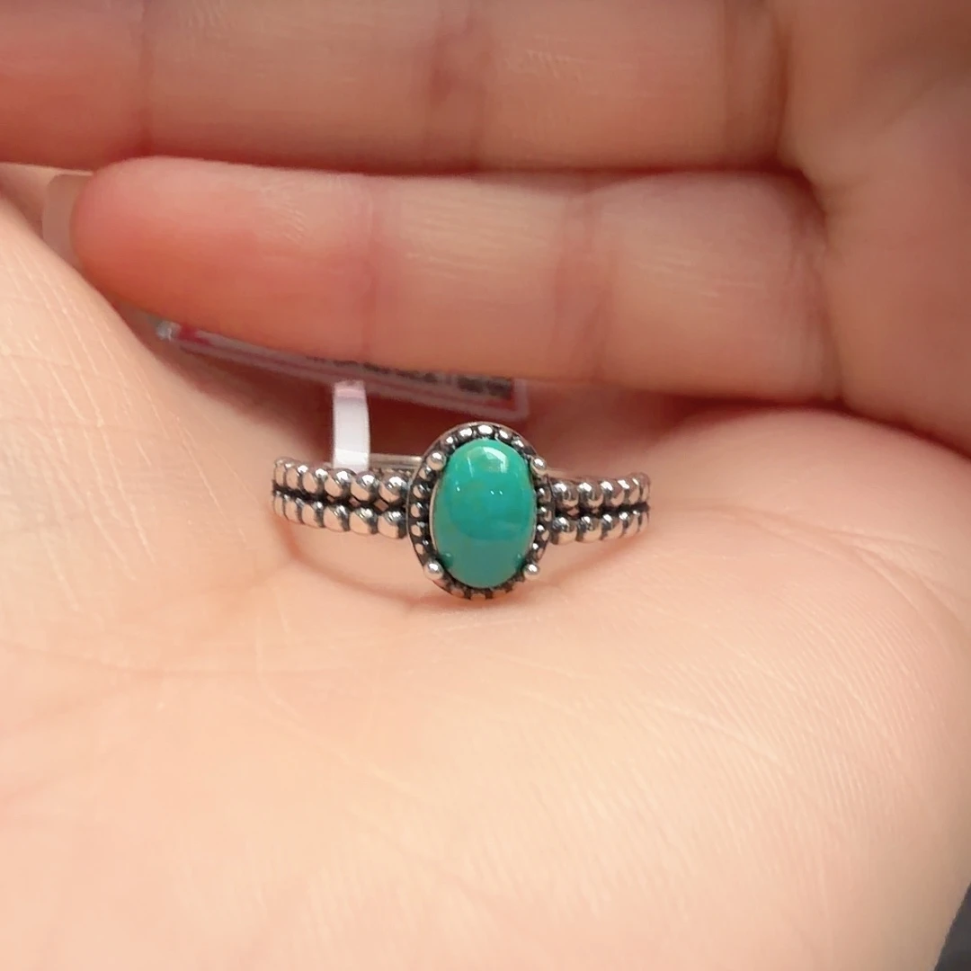 绿松石银S925镶嵌戒指