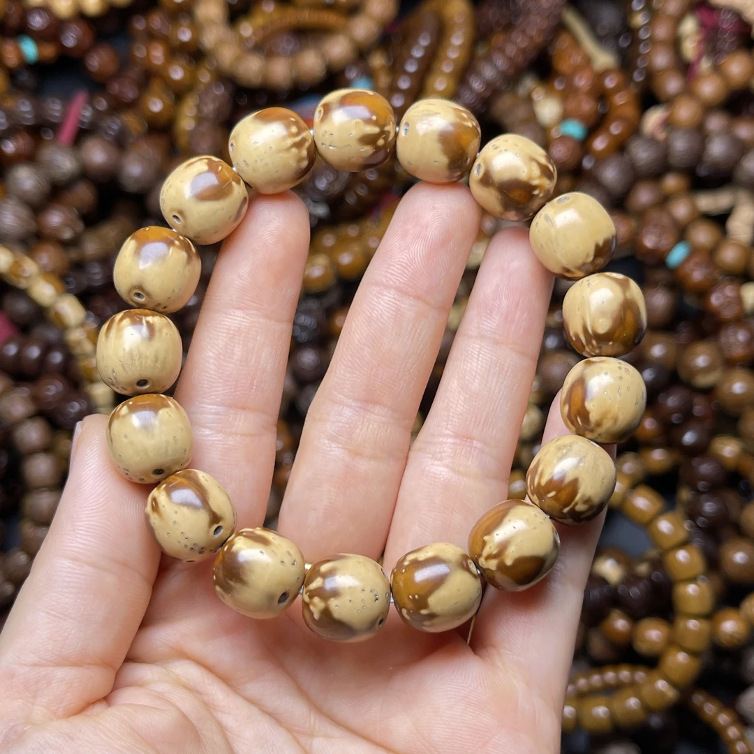 精品精挑无暇精工孔道花皮紫金鼠老型渐变熊猫眼籽男女单圈佛珠
