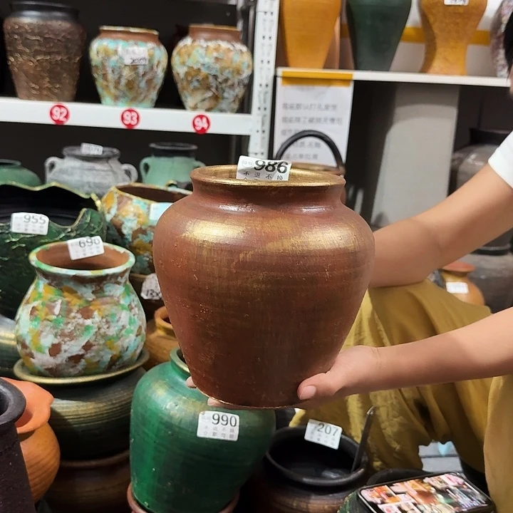 瑕疵金色坛子986高度20口径13