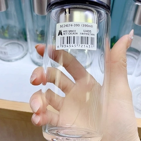 万象玻璃单层U405，390毫升➕杯套