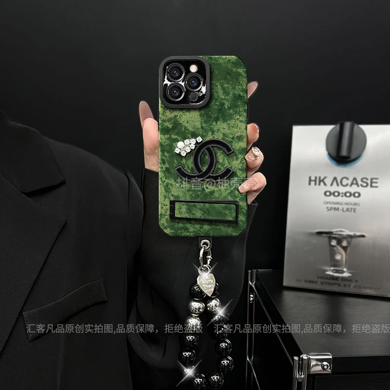 适用【苹果/oppo/华为/vivo/小米】瞳眼复古绿防摔支手链手机壳女款