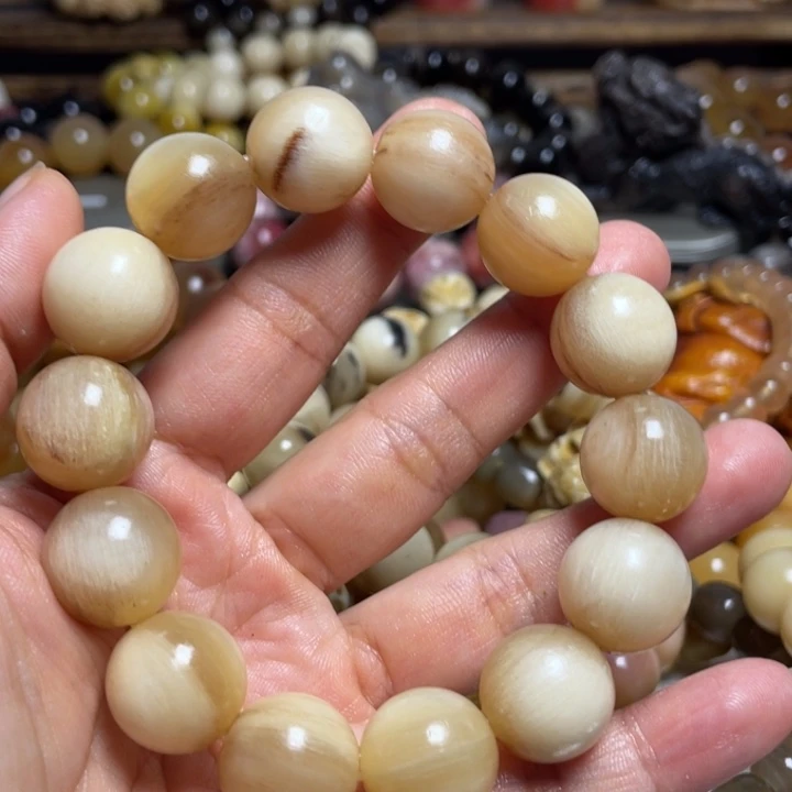 石英石铁合金带丝羊角1.6手串