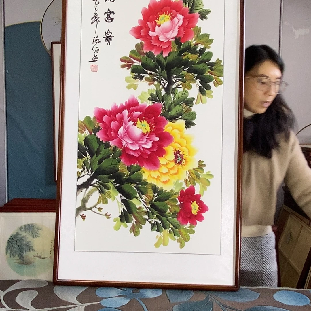 国画手写手绘带框包邮国画作品62✖️122