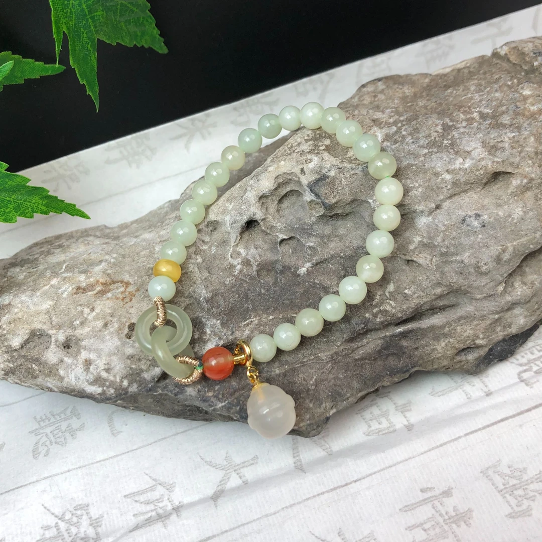 【琪禧珠宝】和田玉环环相扣铃铛手串22072923（多样性发货）