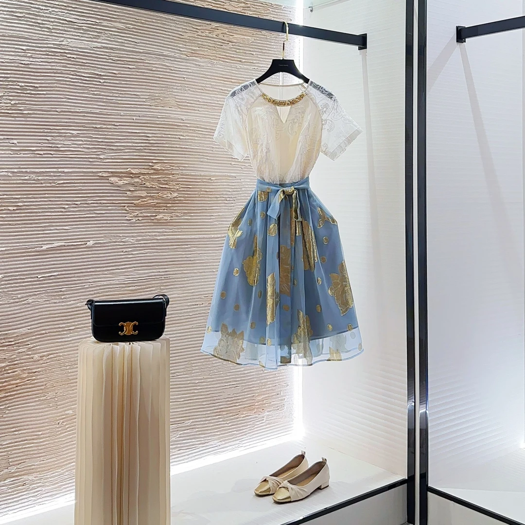 【vian专属】设计师款气质刺绣显瘦收腰连衣裙CO-23