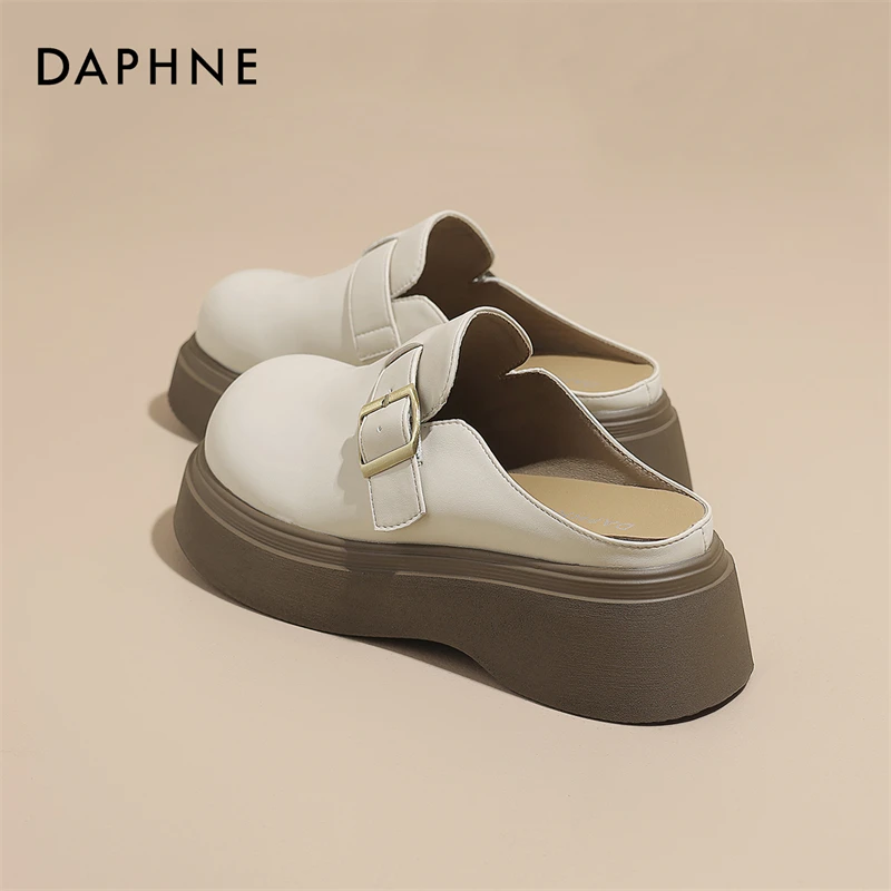 达芙妮勃肯鞋半拖女2025新款春季厚底增高小个子单鞋包头拖鞋单鞋