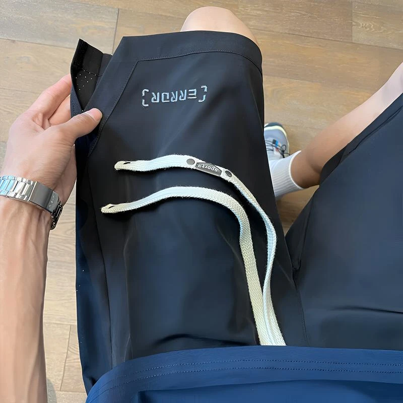 美式高街大码速干冰丝休闲短裤男夏季新款百搭宽松薄款男士五分裤