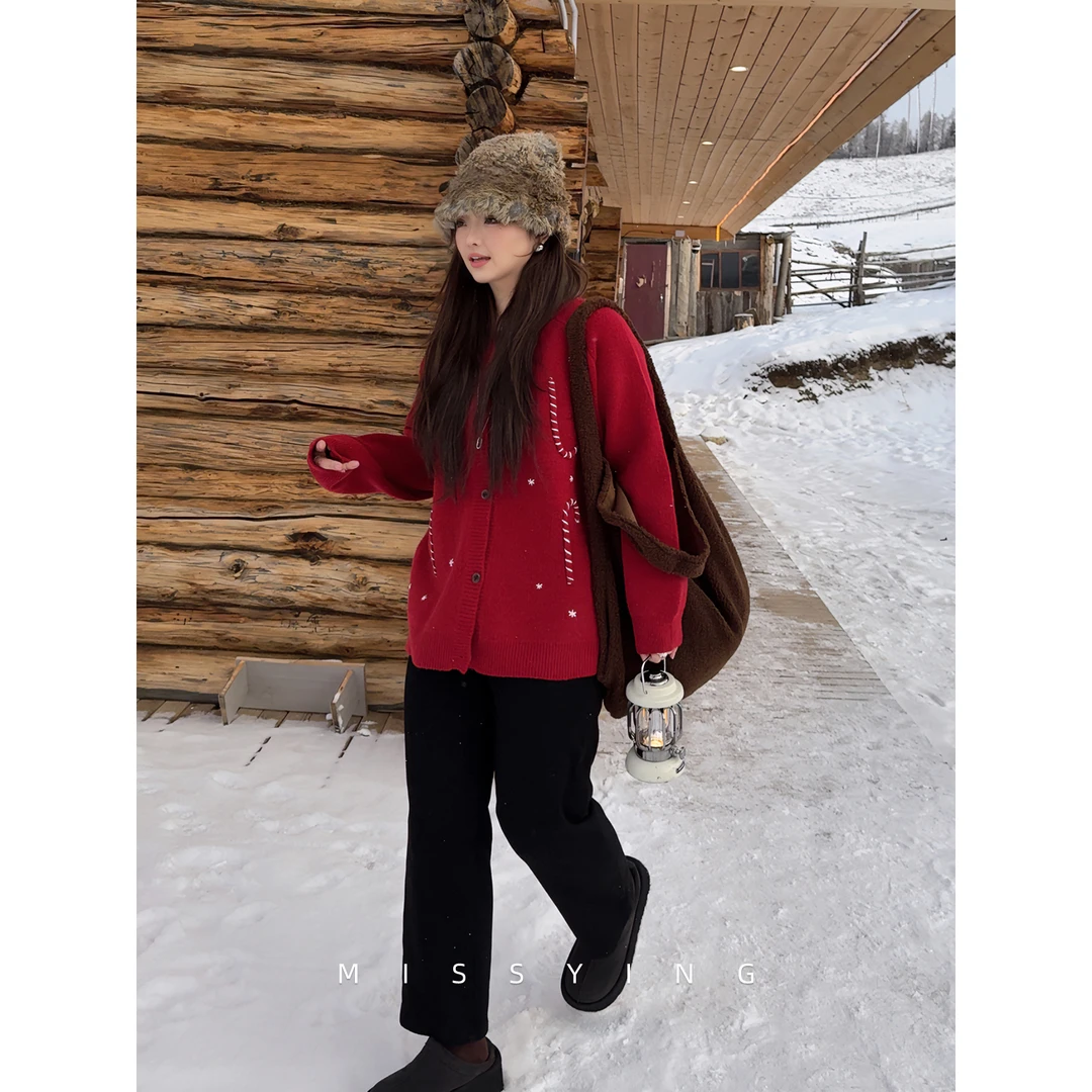 应小姐【圣诞结】微胖大码显瘦时尚宽松毛衣针织衫韩版内搭秋冬毛衣