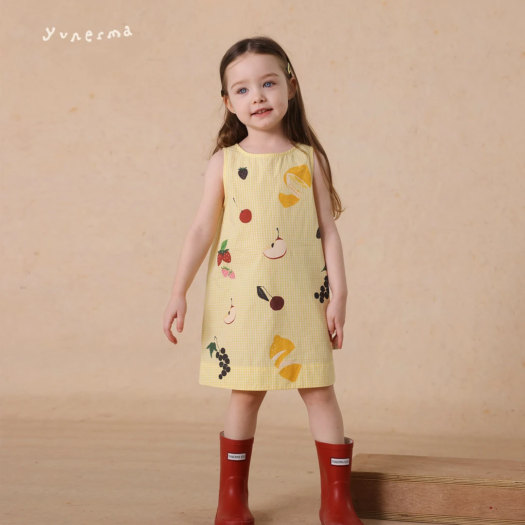 允儿妈女童韩系水果格子背心裙宝宝幼儿园夏季洋气连衣裙儿童裙子