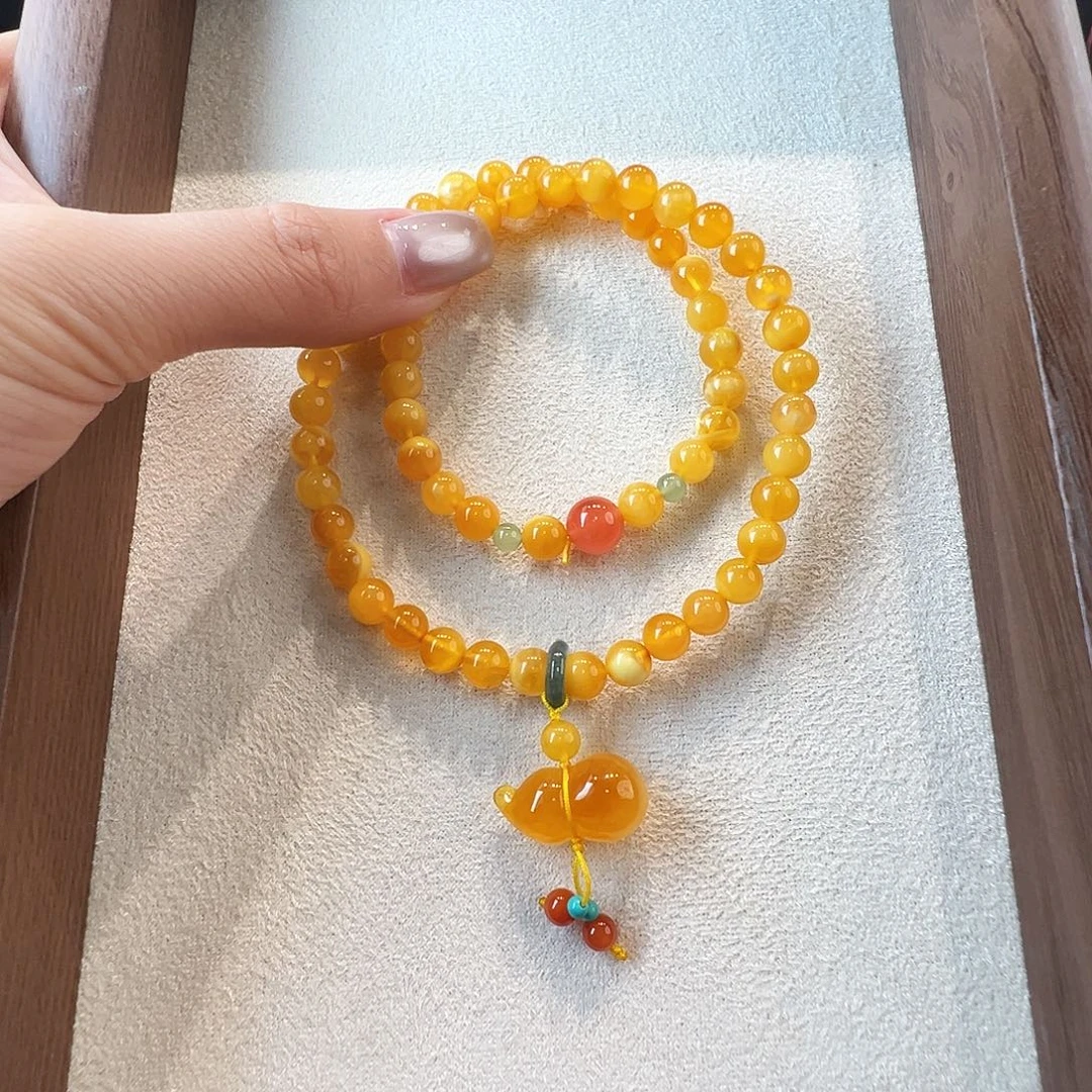 蜜蜡未镶嵌手链蜜蜡6.4mm