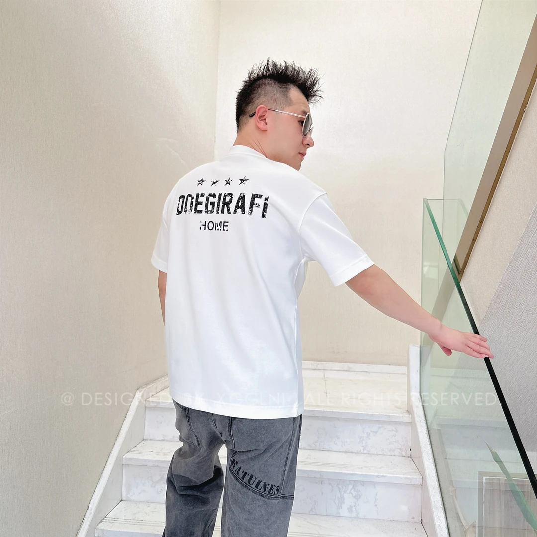 秋冬（微阔版）DOE背后4颗星星下字母男士高端奢品上档次潮短袖T恤