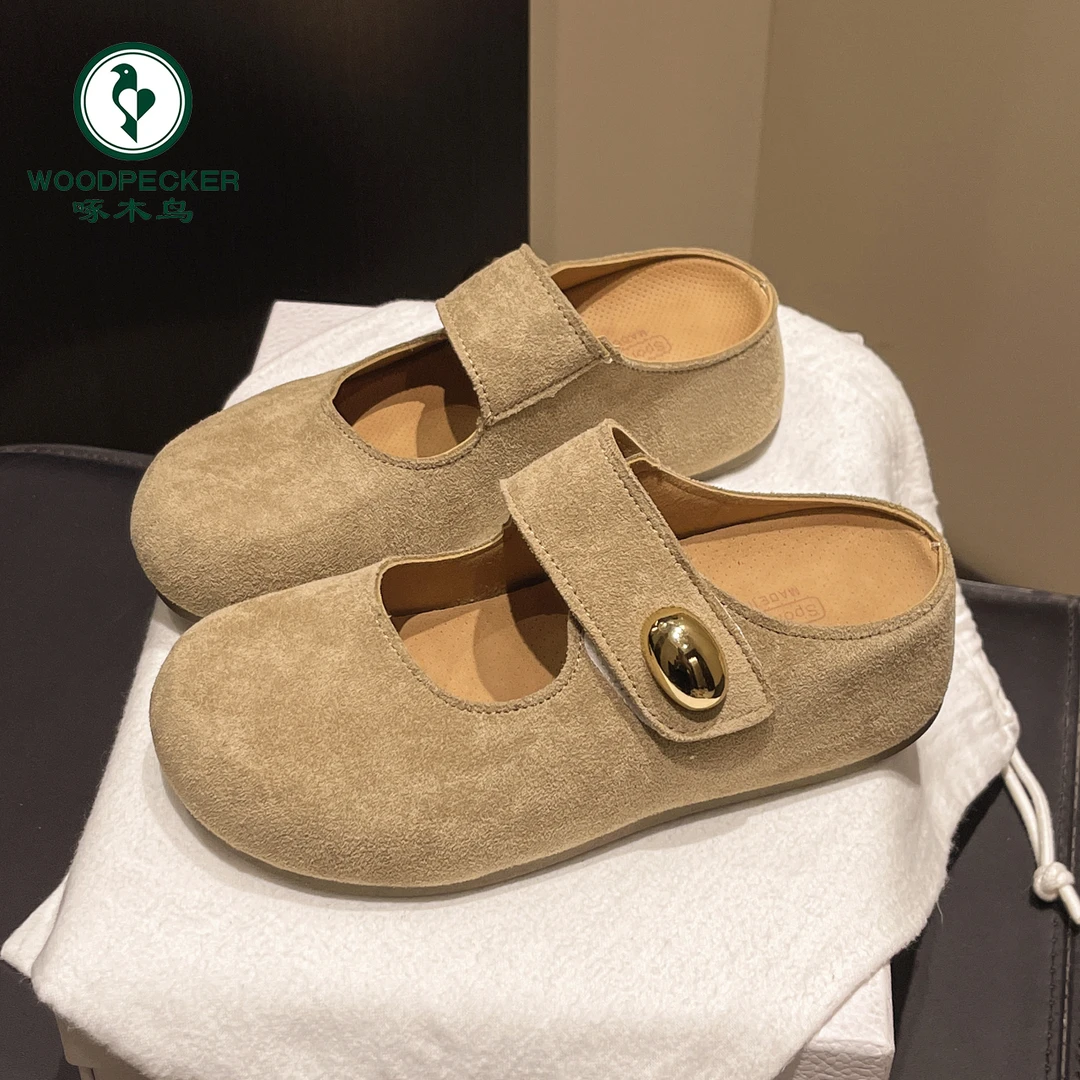啄木鸟内增高5cm勃肯半托2025超火糖果系宽头不累脚玛丽珍鞋夏季
