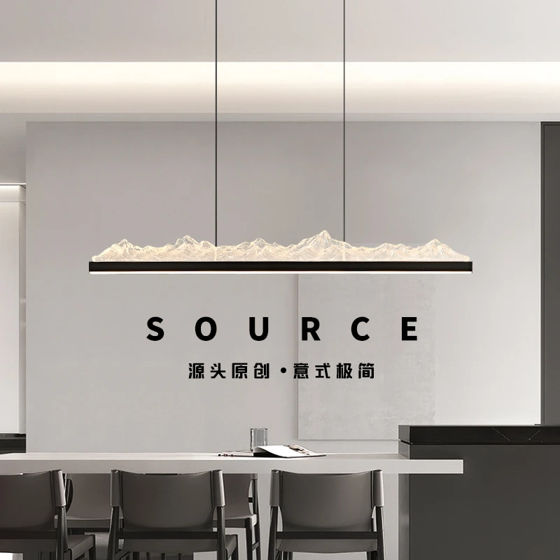 意式极简高端餐厅吊灯冰山设计师2025新款轻奢长条一字饭厅餐桌灯