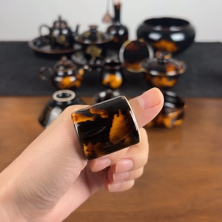玳瑁釉扳指小盖置