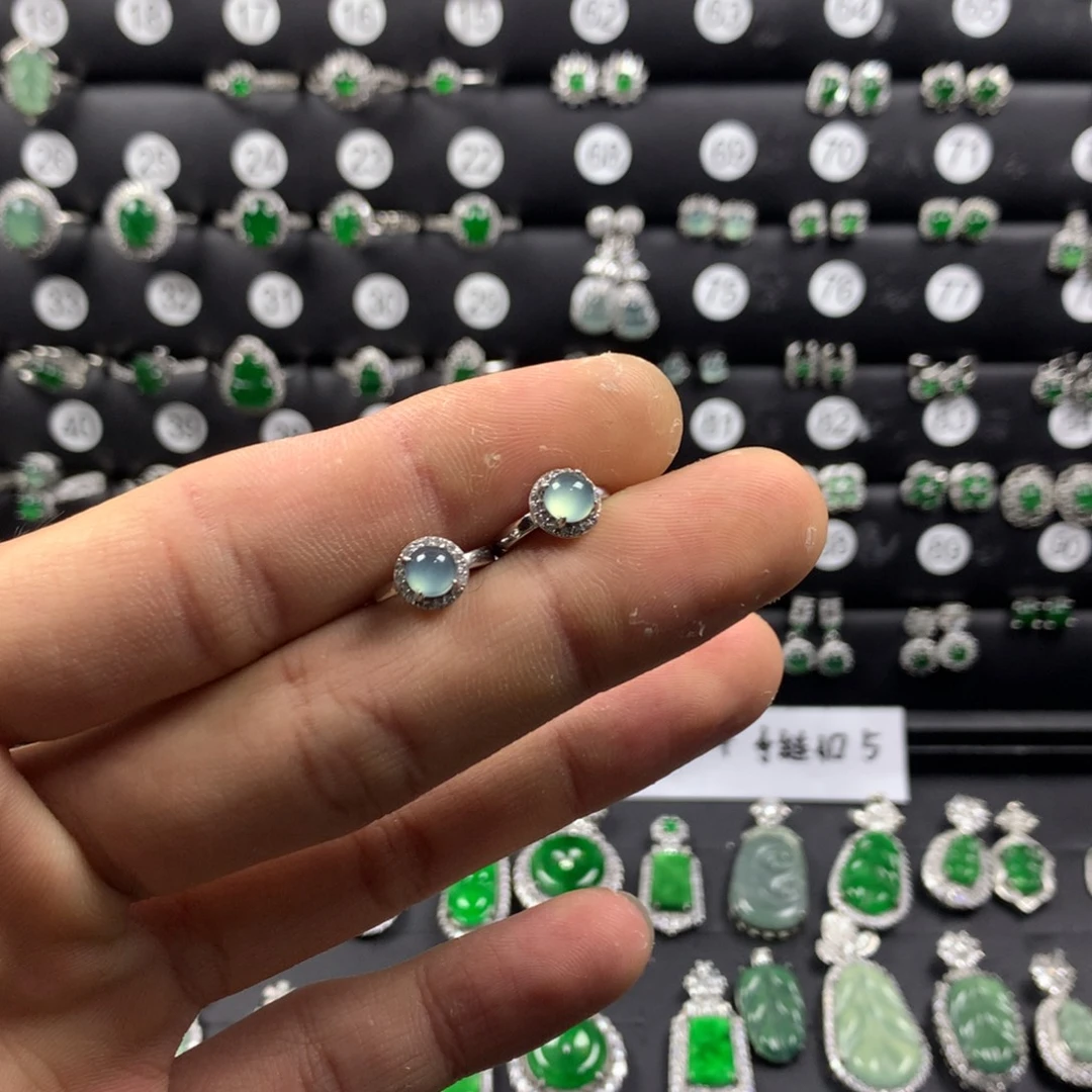 锦***.翡翠银S925镶嵌耳饰耳包