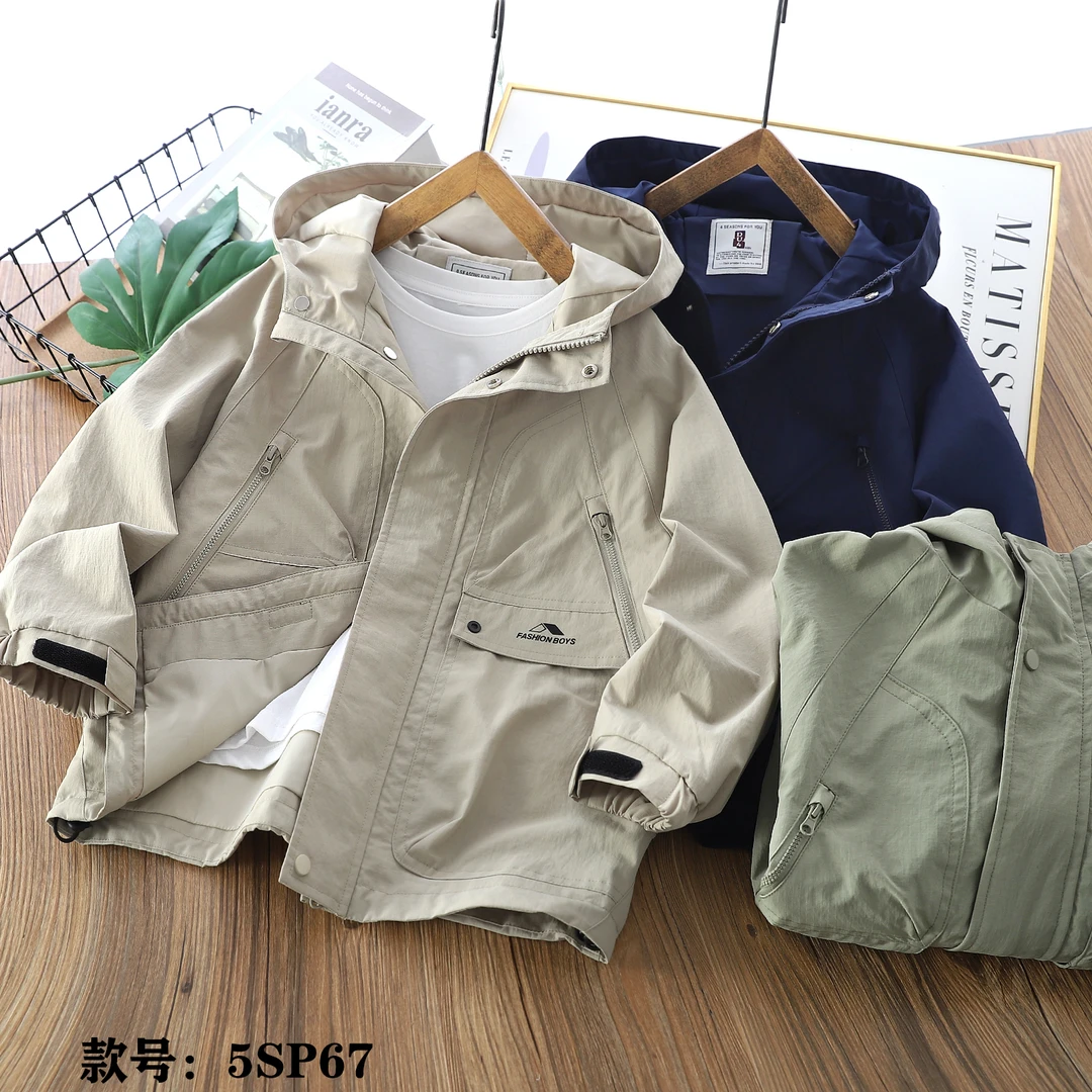 DU4新款中大童户外外套5SP67男女童上衣外套春秋款连帽冲锋衣