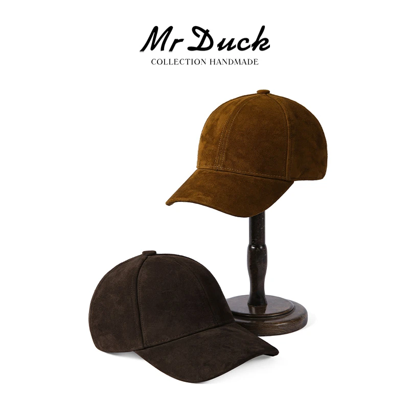 Mr DUCK奢品级羊反绒棒球帽进口混种小绵羊皮纯男女帽子秋冬款