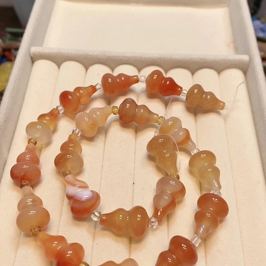 散珠玛瑙/玉髓红玛瑙葫芦13mm一条