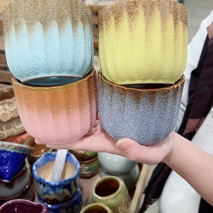 有孔.凑满10元发货多肉陶瓷花盆！