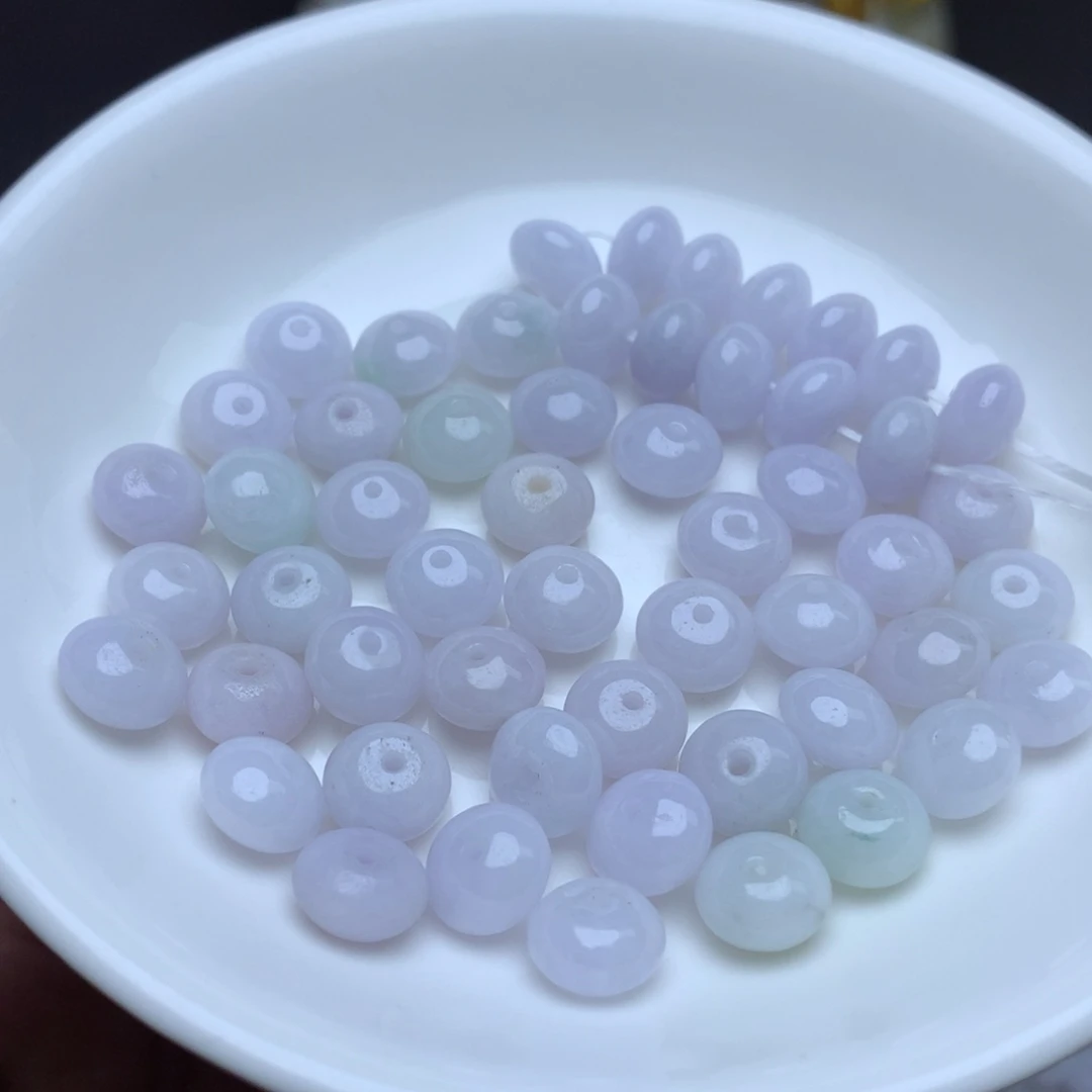 【闪购商品】翡翠手链未镶嵌卡5.6乘8.7冰淡紫鼓珠30个