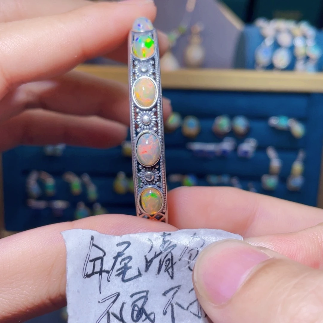 欧泊手镯）银S925镶嵌