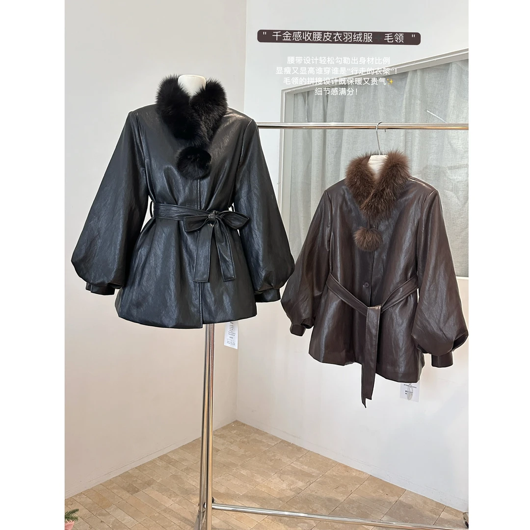 版型巨好看羽绒内胆黑色皮衣羽绒服女2025冬季新款外套保暖高级感