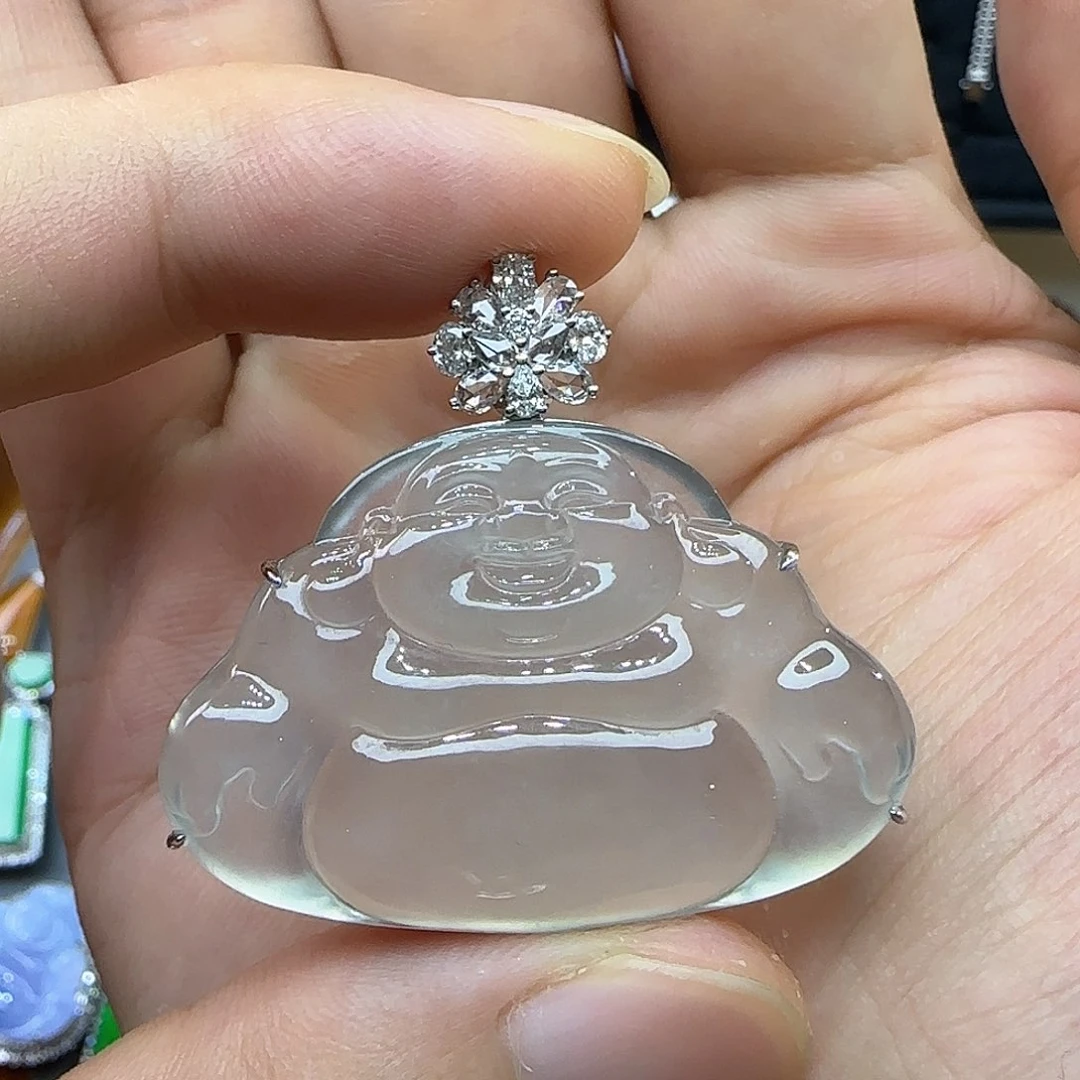 颈饰18K金镶嵌翡翠天然翡翠