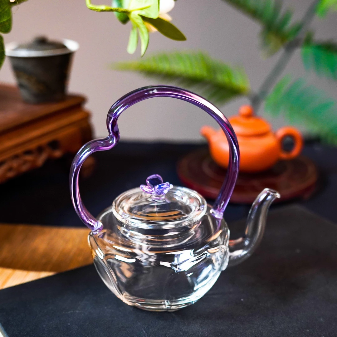 晶焱.耐热玻璃蝴蝶小壶
