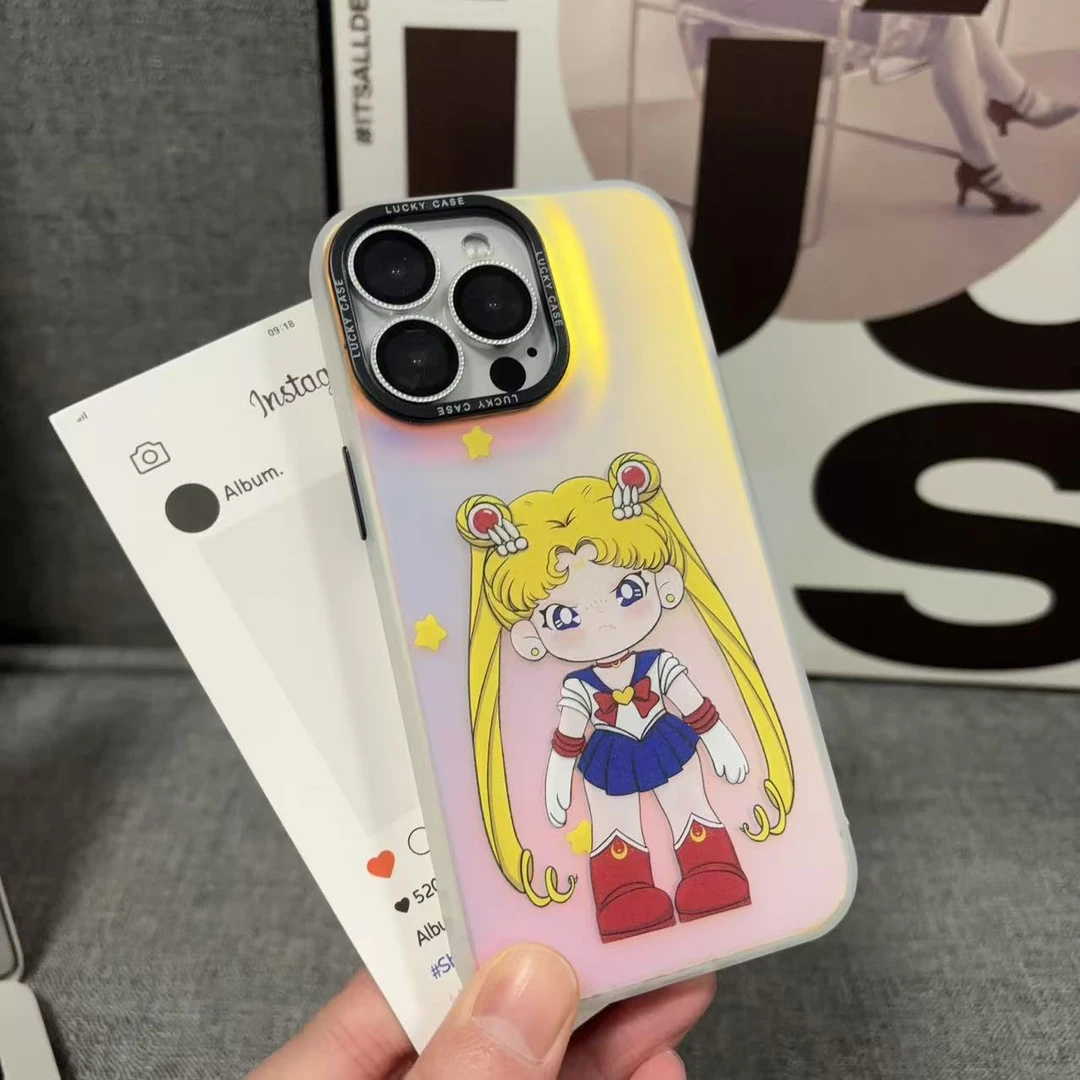 美少女大表姐适用于苹果16手机壳15/14个性彩银镭射壳防摔壳