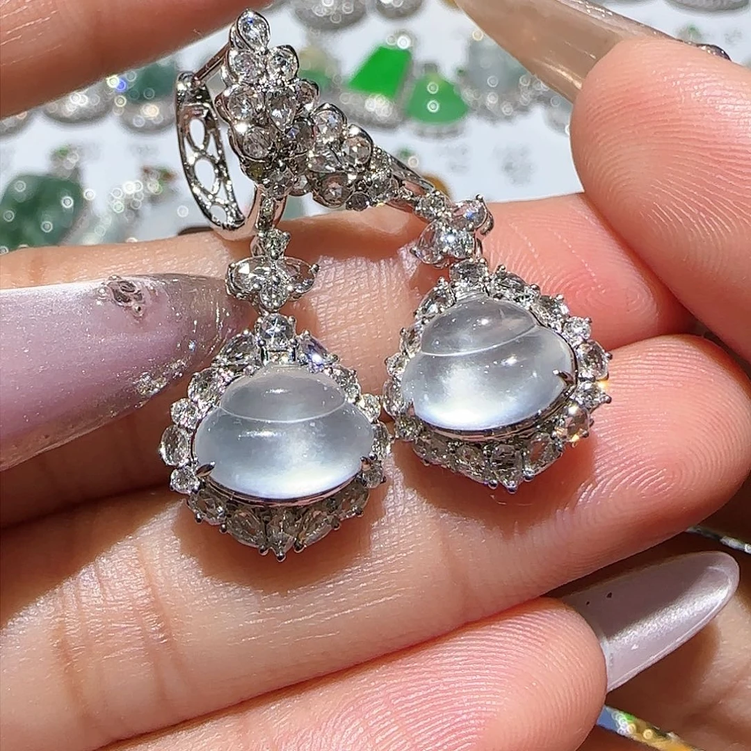 【闪购商品】18K金镶嵌翡翠耳饰天然