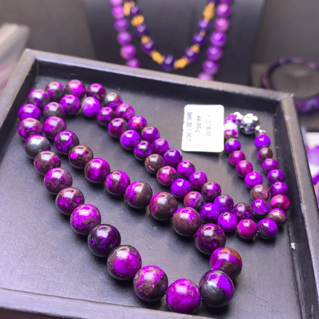 苏纪石（舒俱来）未镶嵌丝绒圆珠项链