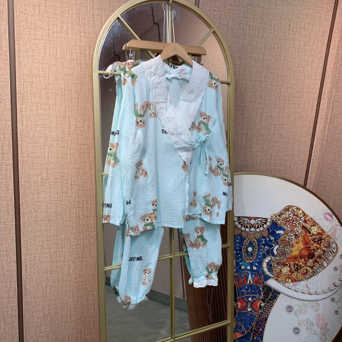 LC115孕妇蓝色月子服套装90-120微瑕