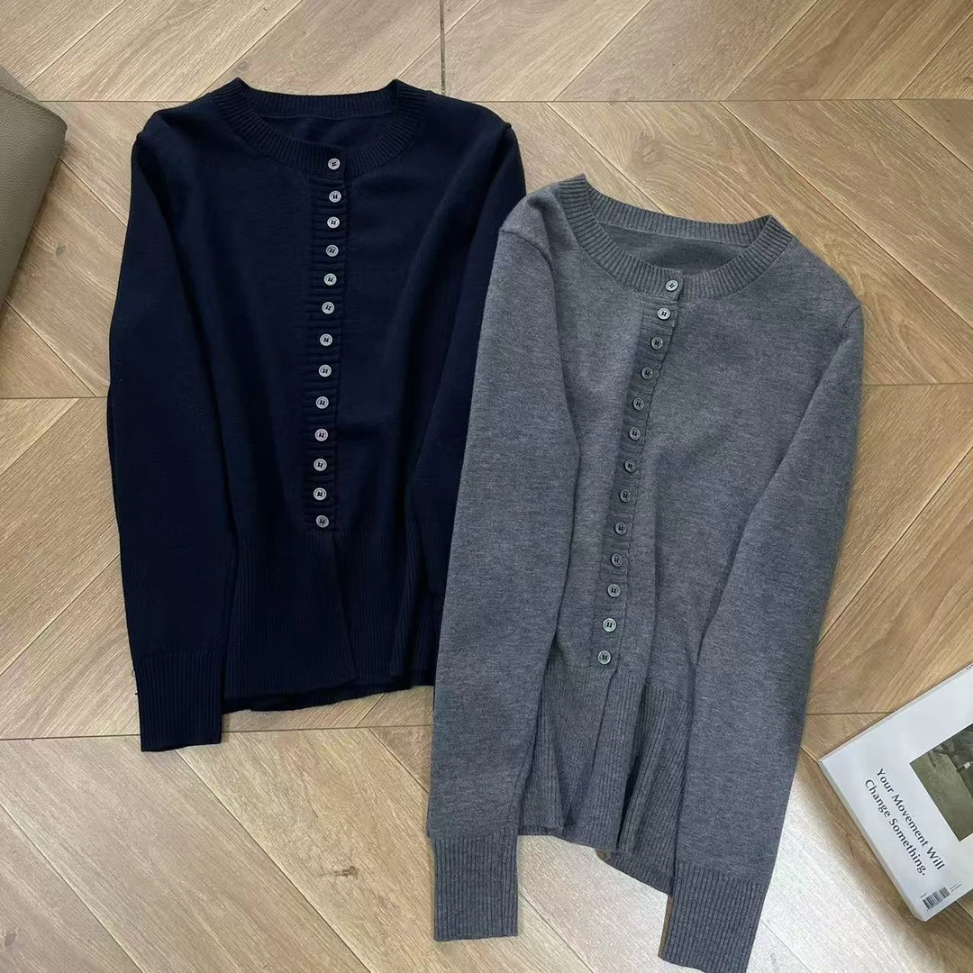 25专柜新品~气质开衫女外套薄款纯色多扣针织衫秋季韩版时尚显瘦