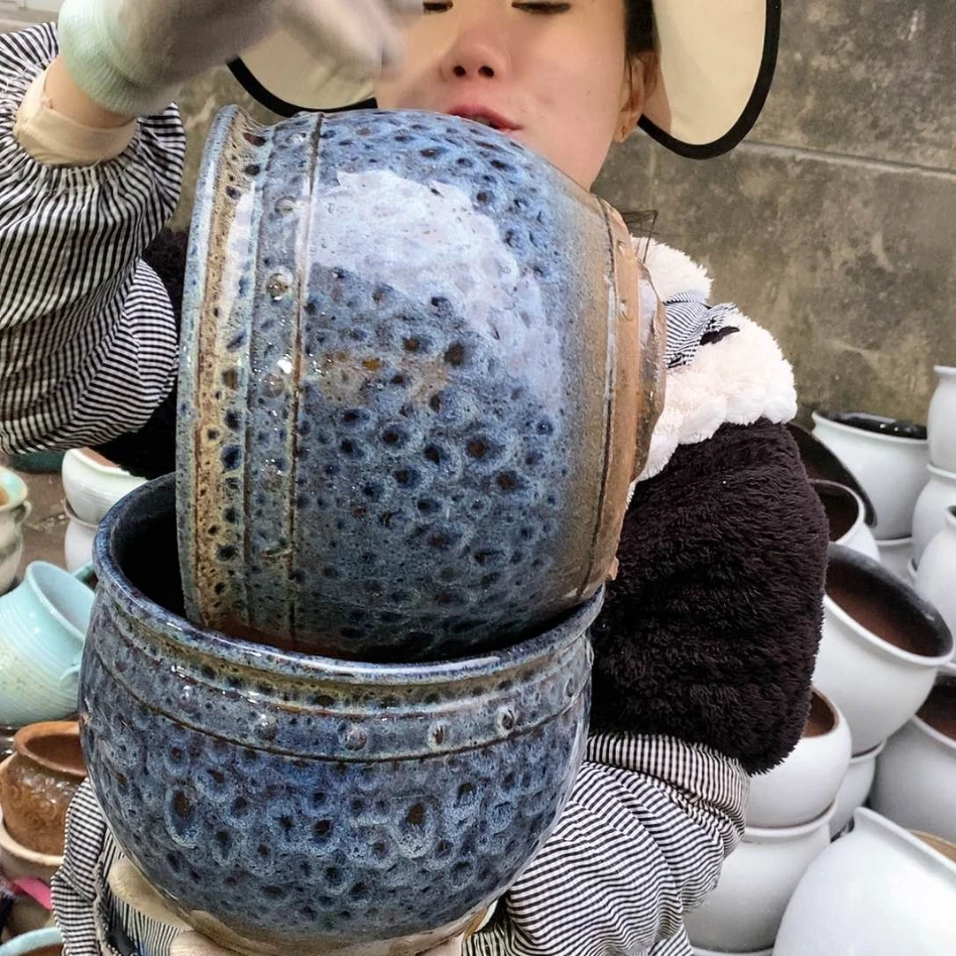 紫砂花盆瑕疵口21高17