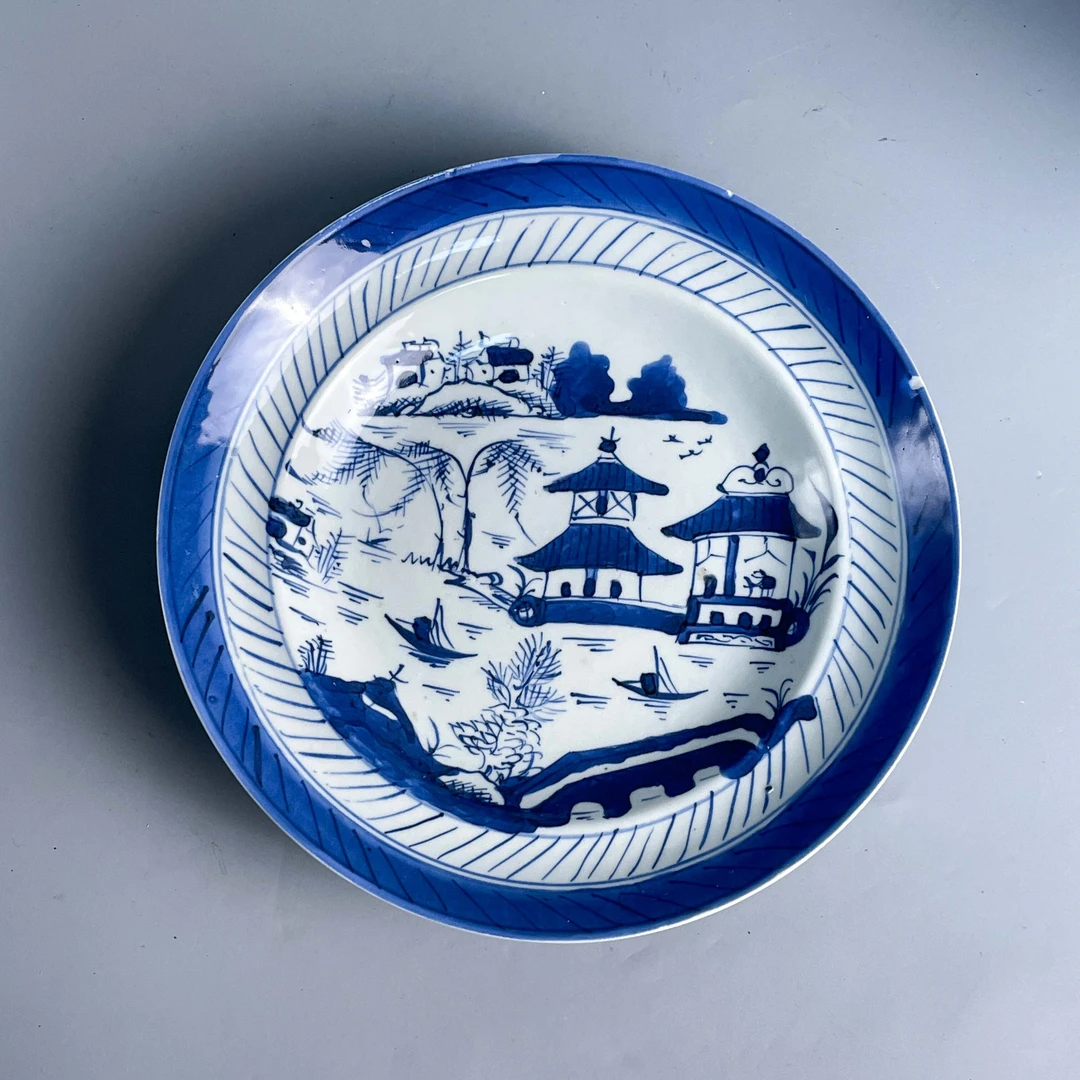 M25HF003259 - 清光绪 青花山水盘2/古董瓷器文物收藏/绣花张