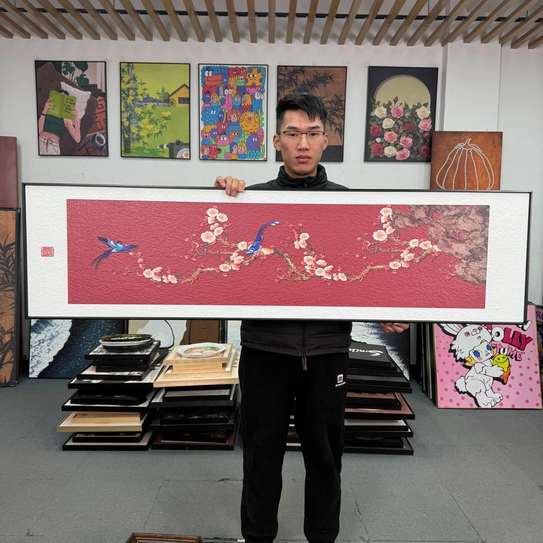 新中式中古风喜上枝头客厅玄关装饰画复古个性挂画40150