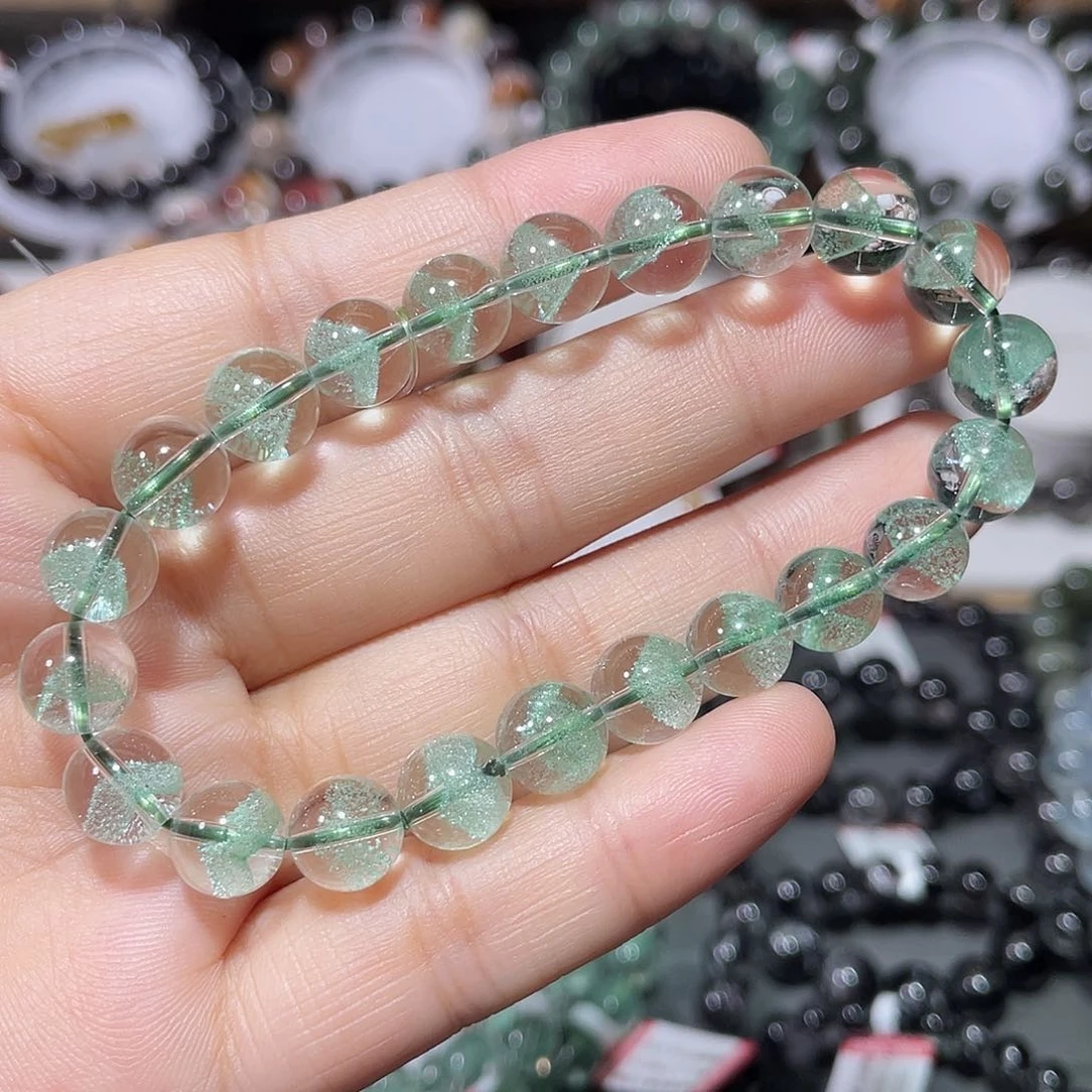 水晶手链未镶嵌翠幽灵金字塔手串